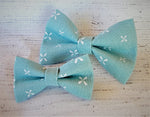 LIGHT BLUE WITH FLOWERS- Pet hair bow