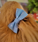 LIGHT BLUE WITH FLOWERS- Pet hair bow