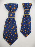 BLUE AND GOLD STARS -Pet Necktie