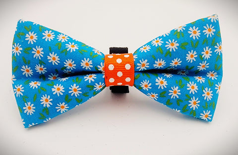 TURQUOISE AND WHITE FLOWERS- Bow tie