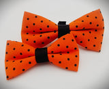 ORANGE AND BLK POLKA DOTS- Bow Tie