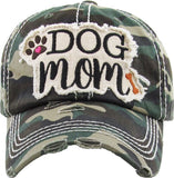 Dog Mom Washed Vintage Ballcap- Camo