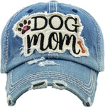 Dog Mom Washed Vintage Ballcap- Denim