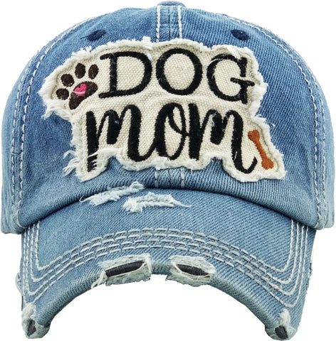 Dog Mom Washed Vintage Ballcap- Denim