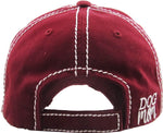 Dog Mom Washed Vintage Ballcap- Burgundy