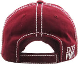 Dog Mom Washed Vintage Ballcap- Burgundy