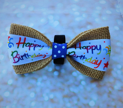 Happy Birthday Polka Dot Center Bow Tie