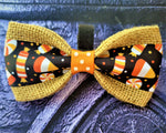 CANDY CORN AND POLKA DOTS- Dog Bow tie